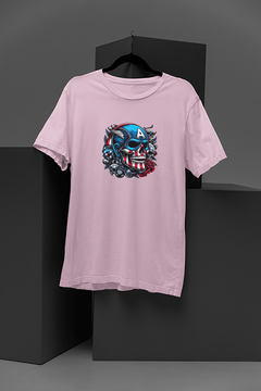 "Avengers Tee | Captain America Metallic Skull with Red Rose shirt | Marvel Fan Apparel"