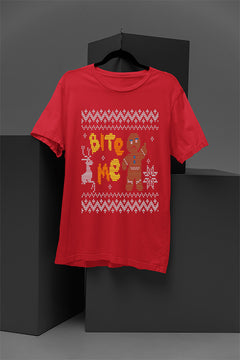 UGLY Gingerbread Bite Me Xmas T-shirt | Festive Gingerbread Men | Bite Me Christmas