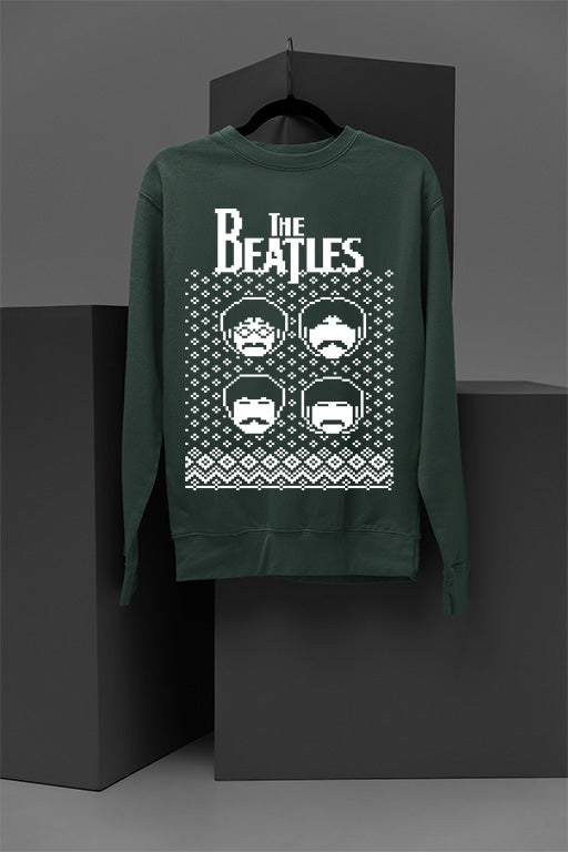UGLY Retro Beatles Christmas Sweatshirt | Vintage Beatles Ugly Design | Festive Fab Four Sweater