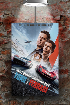 Ford V Ferrari Matt Damon Christian Bale Premium Gloss Poster | Film Memorabilia Wall Art Print | Vintage Racing Movie Theatre Decor