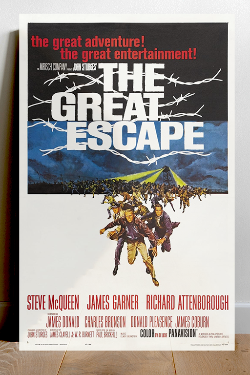 The Great Escape Steve McQueen Vintage Gloss Poster | Classic Film Wall Art Decor | Retro Movie Memorabilia Print