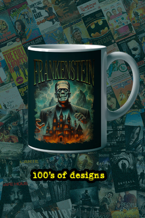 Halloween Frankenstein 11oz Mug | Horror Film Poster Design | Classic Monster Movie | Halloween Decor | Spooky Coffee Cup