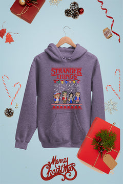 KIDS UGLY Christmas Lights Upside Down Stranger Things Hoodie | Kids Christmas Ugly Design