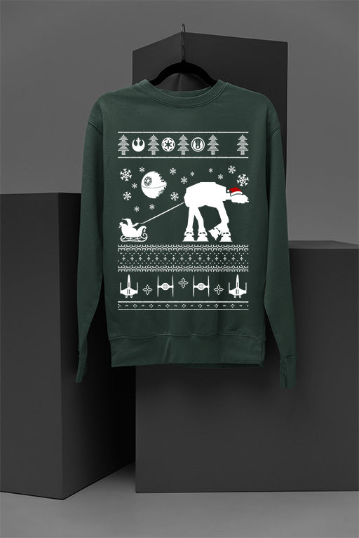 UGLY Galactic Sleigh Star Wars Christmas Sweatshirt | Retro Sci-Fi Festive Sweatshirt | Vintage