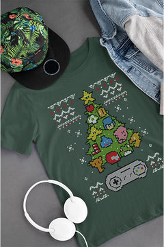 KIDS UGLY Nintendo Christmas Tree T-shirt | Holiday Gaming Fun | Retro Kids Christmas Tee |
