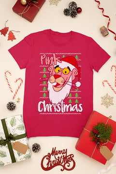 KIDS UGLY Pink Panther Pink Christmas Shirt | Retro Kids Christmas Tee | Vintage Cartoon Ugly