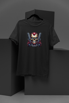 "Marvel-Inspired Iron Man Metallic Skull T-Shirt | Avengers Superhero Tee | Comic Book Fan Apparel | Tony Stark Graphic Shirt"