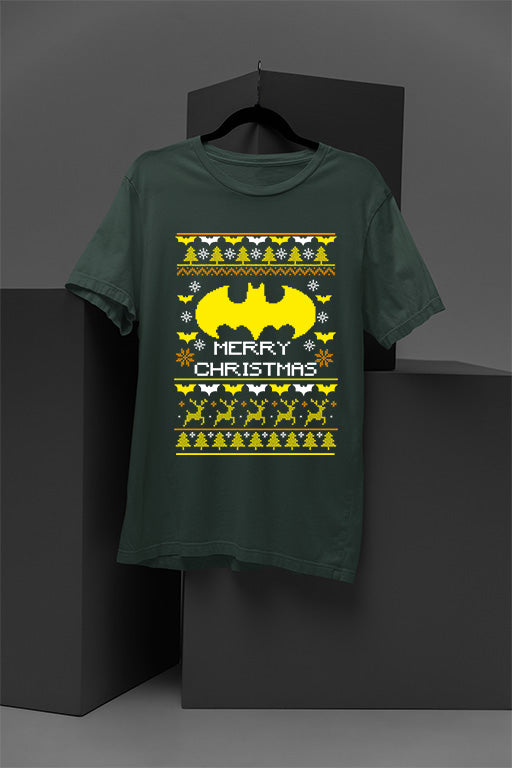 UGLY Gotham Christmas T-Shirt | Batman Holiday Fun | Vintage Era Bat Style | Dark Knight Xmas