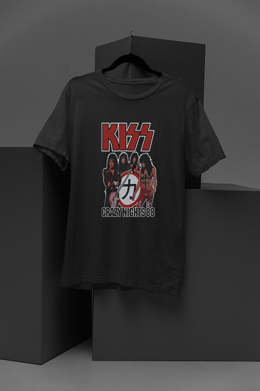 Kiss Crazy Nights 1988 | Retro Rock Band Tee | Vintage Glam Metal Shirt | 80s Kiss Concert Apparel | Glam Rock Music Merchandise | Iconic Kiss Era Tee | Limited Edition Concert Tee | Rock 'n' Roll Fashion Inspiration |