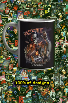 Halloween Frankenstein 11oz Mug | Horror Film Poster Design | Classic Frankenstein Art | Spooky Movie Memorabilia