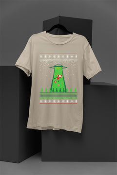 UGLY Santa Taken by UFO Christmas T-Shirt | Festive Alien Abduction Design | Retro Christmas U