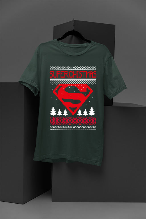 UGLY: Superman Superchristmas | Festive Comic Book Hero Shirt | Retro Christmas Style | Vintage