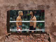 Wrestlemania 40 Cody Rhodes And Roman Reigns Staredown Poster Print | Wrestlemania 40 Memorabilia | WWE Fan Art Print | Wrestlemania 40 Decor Print