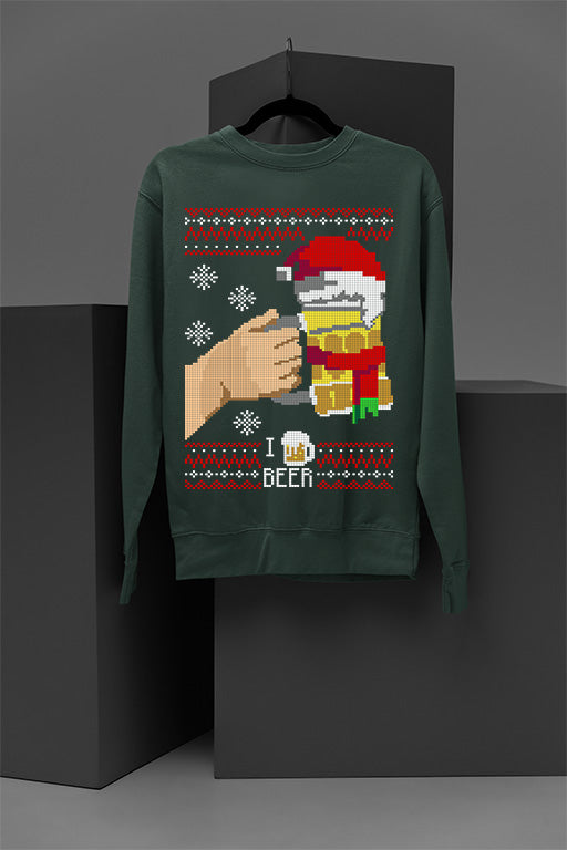 UGLY Festive Cheers: I Love Beer | Christmas Cheer | Ugly Sweater Design | Retro