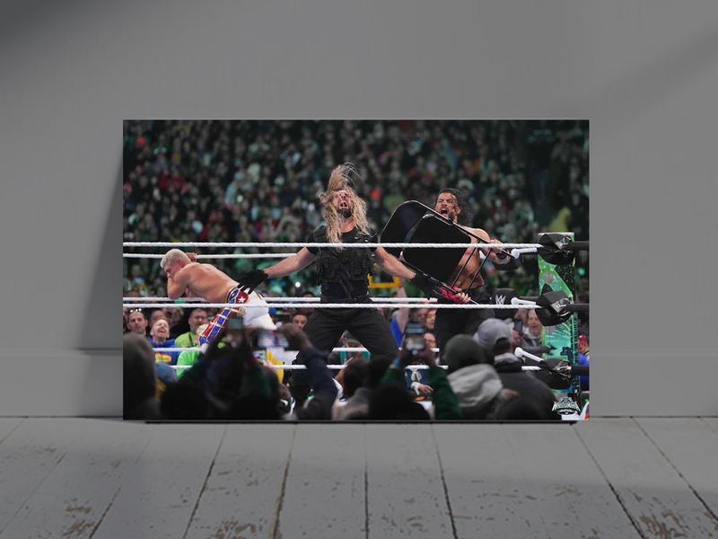 Roman Rigns Takes Steel Revenge on Seth Rollins Poster | Wrestlemania 40 Memorabilia | Collectible Design