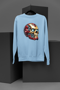 "Marvel Inspired Iron Man Metalic Skull Mask Sweatshirt | Superhero Chic Apparel | Comic Book Enthusiast Fashion | Trendy Geek Wear"