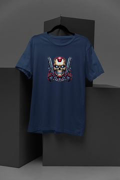 "Marvel-Inspired Iron Man Metallic Skull T-Shirt | Avengers Superhero Tee | Comic Book Fan Apparel | Tony Stark Graphic Shirt"