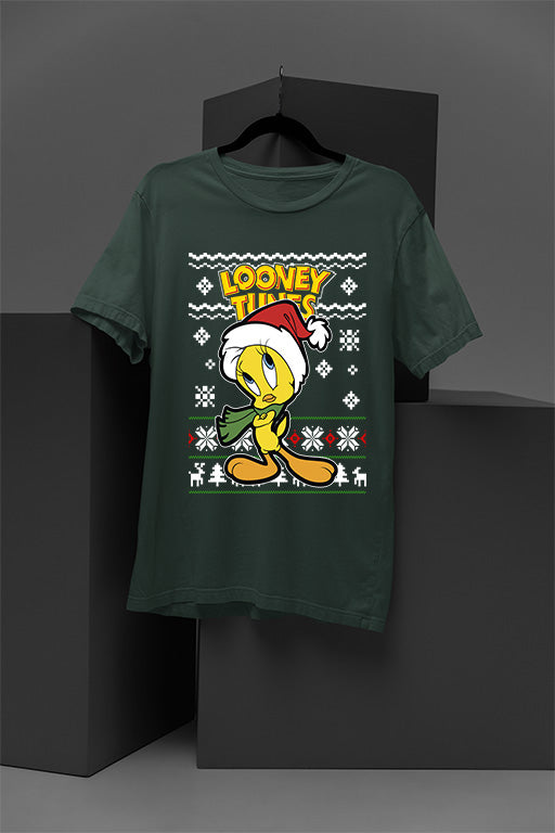 UGLY Tweety Festive Folly Christmas T-Shirt | Looney Tunes Retro Cartoon | N