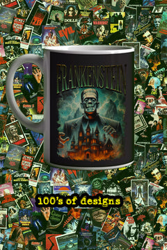 Halloween Frankenstein 11oz Mug | Horror Film Poster Design | Classic Monster Movie | Halloween Decor | Spooky Coffee Cup