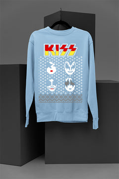 UGLY Rock Legends Kiss Band Logo Faces Christmas Sweatshirt | Vintage Glam Rock | 1970s
