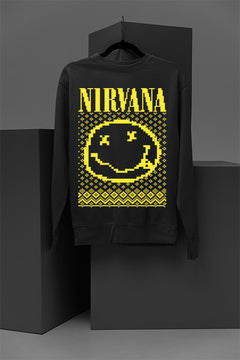 UGLY Classic Nirvana Band Logo & Iconic Smiley Face Christmas Sweatshirt | Grunge Style