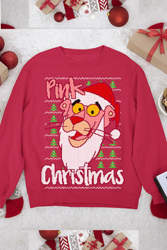 UGLY Retro Pink Panther Christmas Sweatshirt | Pink Panther Pink Christmas Sweatshirt | 60s Style