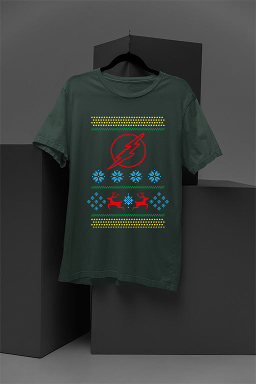 UGLY Flashy Christmas Delight | DC The Flash Logo | Holiday Speedster Fun | Retro Era