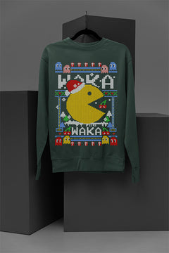 UGLY Retro Pacman Christmas Sweatshirt | Vintage Arcade Gaming | Festive Ugly Design |