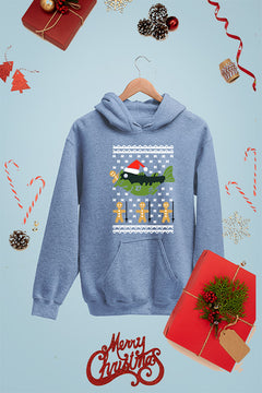 KIDS UGLY Festive Fishy Feast Christmas Fish | Kids Christmas Ugly Design Hoodie