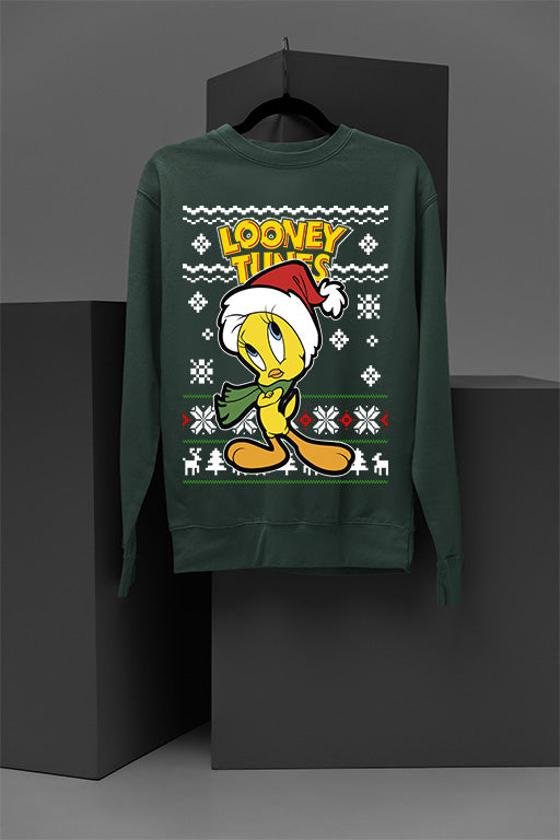 UGLY Tweety Festive Folly Christmas Sweatshirt | Looney Tunes Retro Cartoon
