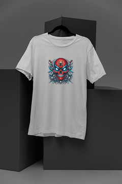 "Marvel-Inspired Spiderman Cartoon Skull T-Shirt | Hip Tattoo Design | Pop Culture Fashion Statement