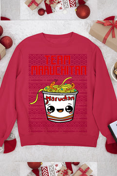 UGLY Crazy Maruchitan Ramen Box Happy Face Christmas Sweatshirt | Funny Ugly Design