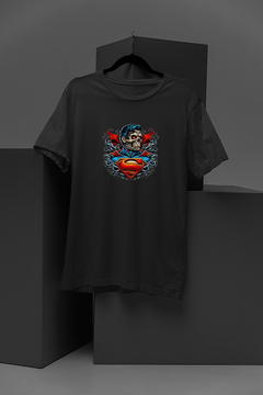 "Superhero Skeleton Style – Unique Superman Design | Edgy DC Comics Inspired Tee"