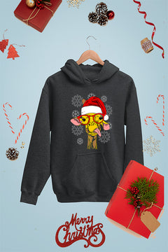 Goofy Giraffe in a Santa Hat | Kids Christmas Ugly Hoodie