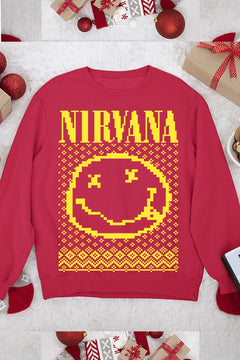 UGLY Classic Nirvana Band Logo & Iconic Smiley Face Christmas Sweatshirt | Grunge Style