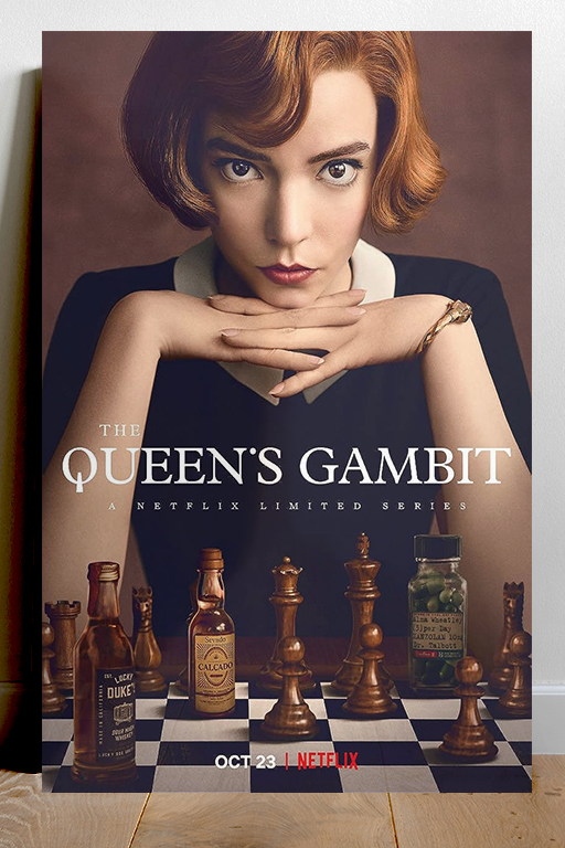 The Queen's Gambit Anya Taylor-Joy Gloss Poster | Beth Harmon TV Show Art Print deco | Chess Design Wall Art | Unique Gift for Fans