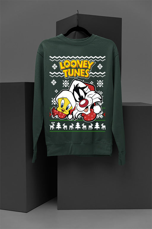 UGLY Retro Sylvester and Tweety Festive Vibes Sweatshirt | Looney Tunes Retro
