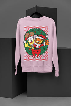 UGLY Retro Garfield and Odie Christmas Sweatshirt | Vintage Cartoon Characters | Nostalgic