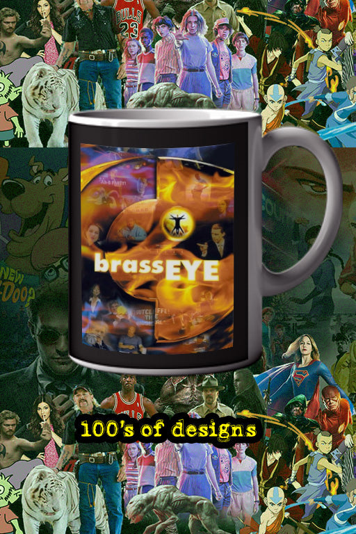 Brass Eye 11oz Mug | TV Show Poster Design featuring Chris Morris