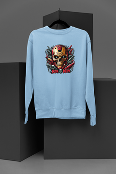 "Bold Marvel Comic-Inspired Iron Man Tattoo Skull Sweatshirt | Marvel Graphic Sweatshirt "