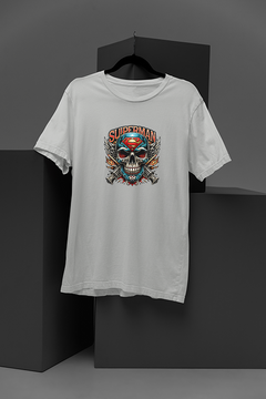 "Superman Skull: DC Comics Inspired Cartoon Tattoo Tee | Edgy Superman Skull Shirt | Trendy