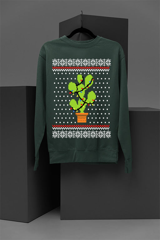 UGLY Christmas Cactus Chaos Sweatshirt | Retro Christmas | Festive Fun | Vintage Vibes |
