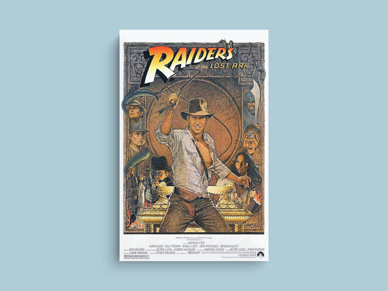 Raiders of the Lost Ark Canvas Print Harrison Ford | Film Art Decor Movie Poster Indiana Jones Gift Wall Hanging Vintage Style Home Decor Digitally Enhanced Illustration Wall Art Print