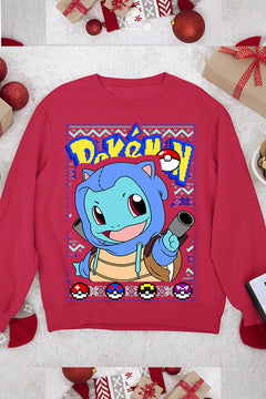 UGLY Christmas Squirtle Pokemon Sweatshirt | Festive Ugly Design | Retro Nostalg