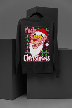 UGLY Retro Pink Panther Christmas Sweatshirt | Pink Panther Pink Christmas Sweatshirt | 60s Style