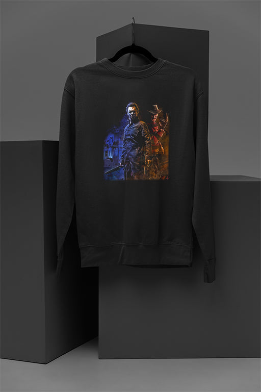 Horror Icons Michael Myers | Freddie Kruger Cozy Pullover Sweatshirt | Warm Horror Film Halloween Top