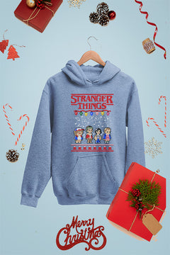 KIDS UGLY Christmas Lights Upside Down Stranger Things Hoodie | Kids Christmas Ugly Design