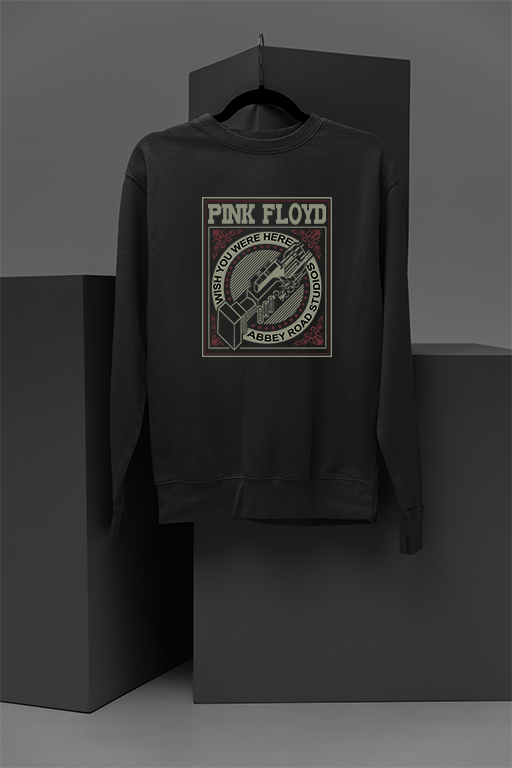 Pink Floyd Wish You Was Here | Retro Rock Band Sweatshirt | 70s Psychedelic Rock Fashion | Vintage Pink Floyd Tribute Apparel | Classic Rock Music Lover Gift | Iconic Album Art Inspired Top