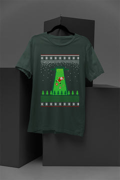 UGLY Santa Taken by UFO Christmas T-Shirt | Festive Alien Abduction Design | Retro Christmas U