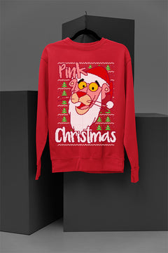 UGLY Retro Pink Panther Christmas Sweatshirt | Pink Panther Pink Christmas Sweatshirt | 60s Style